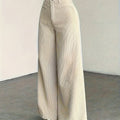 Beige Corduroy Wide-Leg Pants