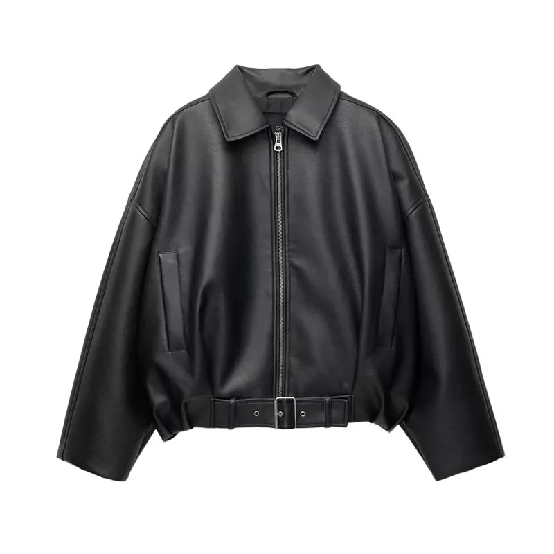 Vintage PU Leather Bomber