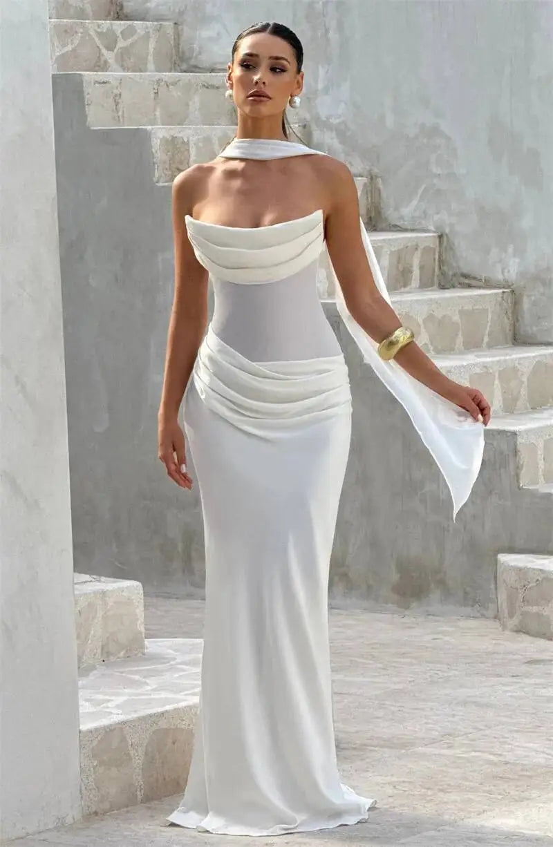 Off-Shoulder Backless Maxi Dress