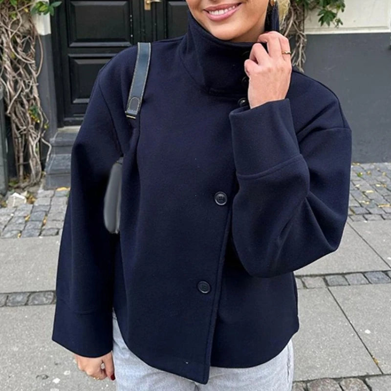 Stand Collar Wool Coat
