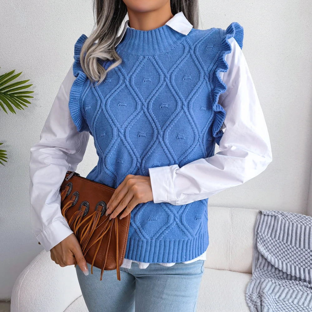 Women’s Ruffle Knit Sweater Vest