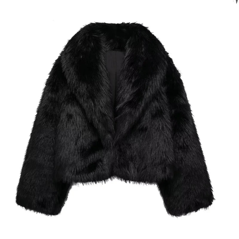 Black Faux Fur Coat