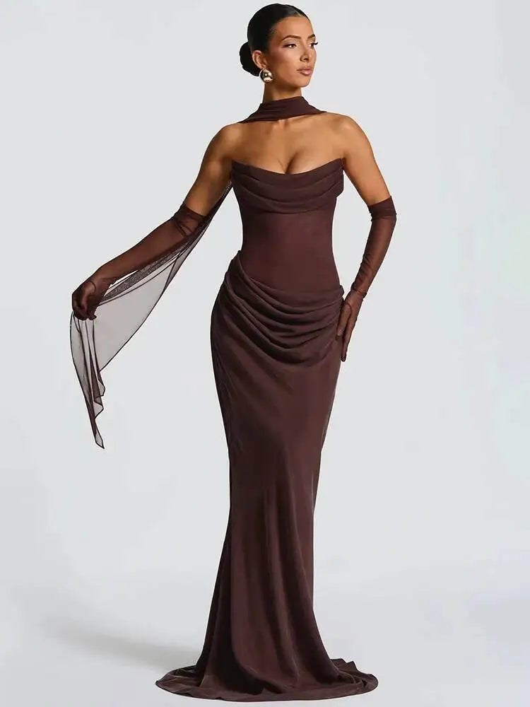 Off-Shoulder Backless Maxi Dress