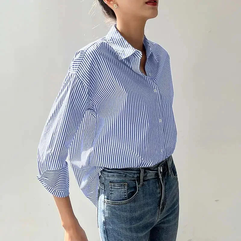 Blue Striped Casual Shirt