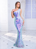 One-Shoulder Sequin Maxi Dress