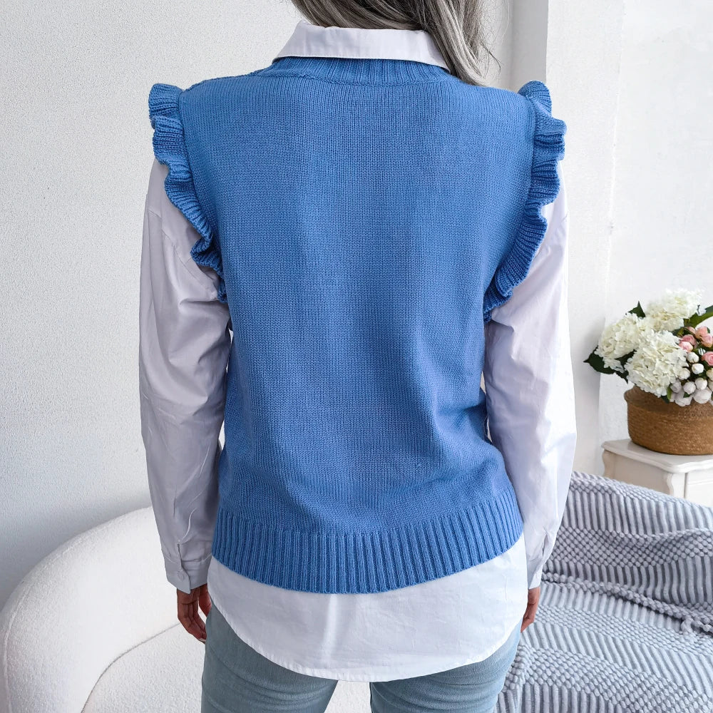 Women’s Ruffle Knit Sweater Vest