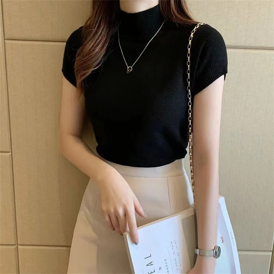 Knitted Turtleneck Blouse