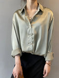 Satin Button-Up Blouse