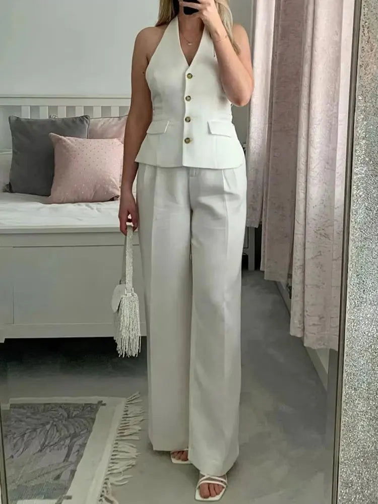 Sleeveless Blazer Pants Set