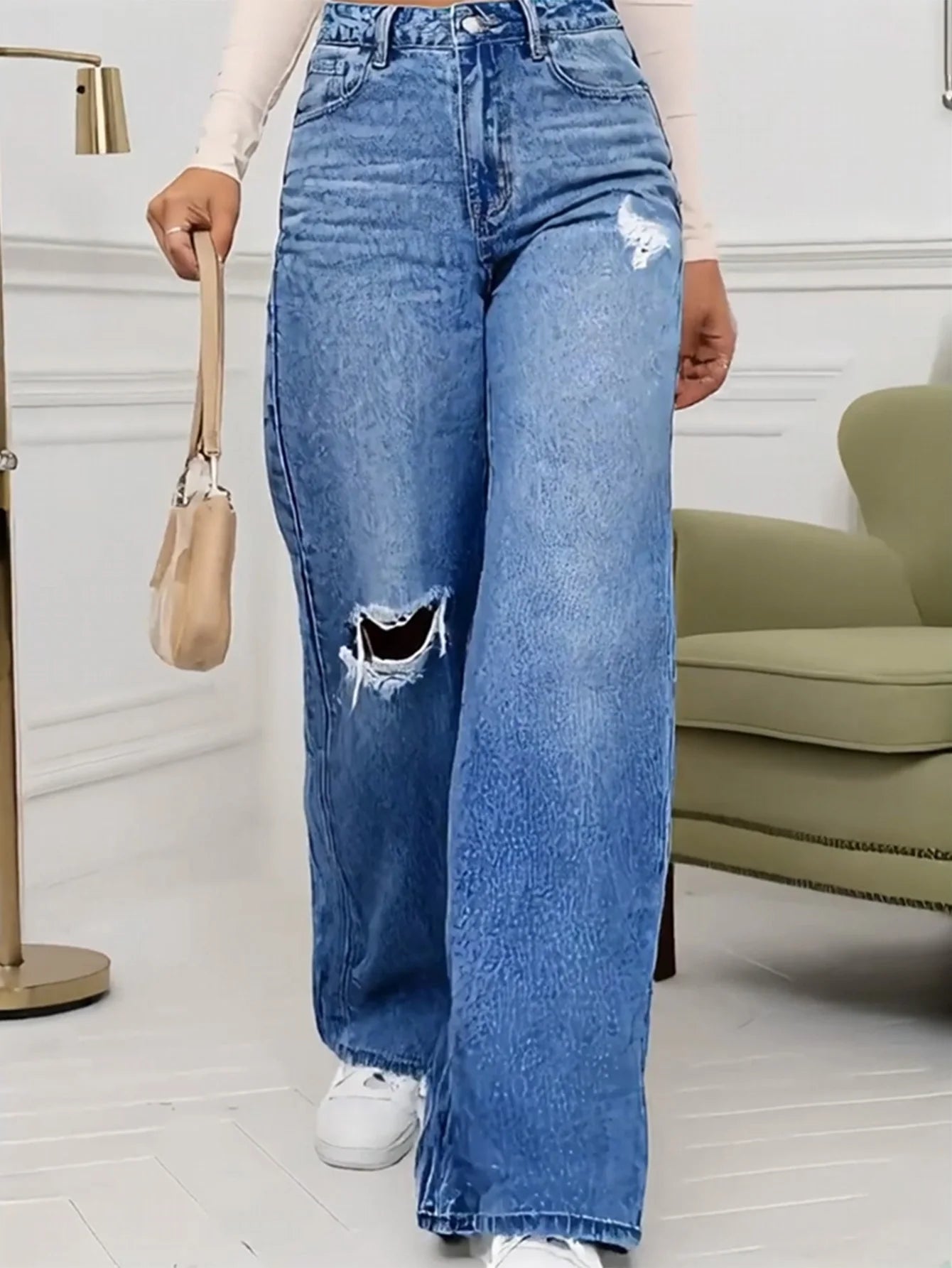 Ripped Wide Leg Jeans