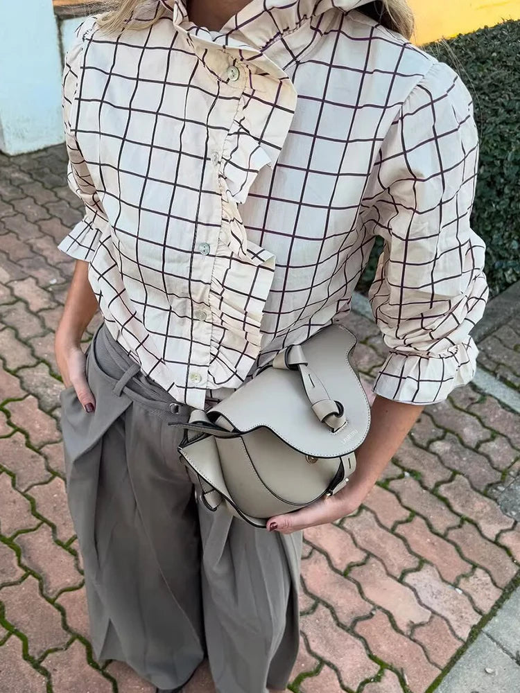 Plaid Ruffle Blouse
