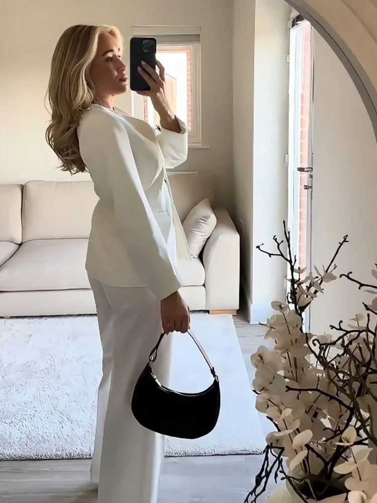 V-Neck Blazer Pants Set