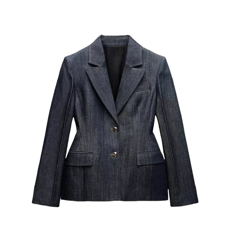 Deep V Denim Suit
