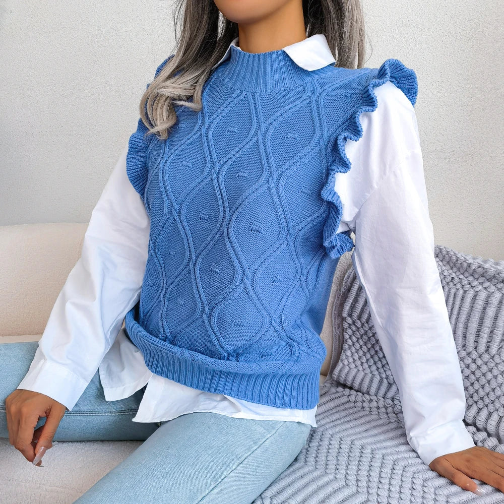 Women’s Ruffle Knit Sweater Vest