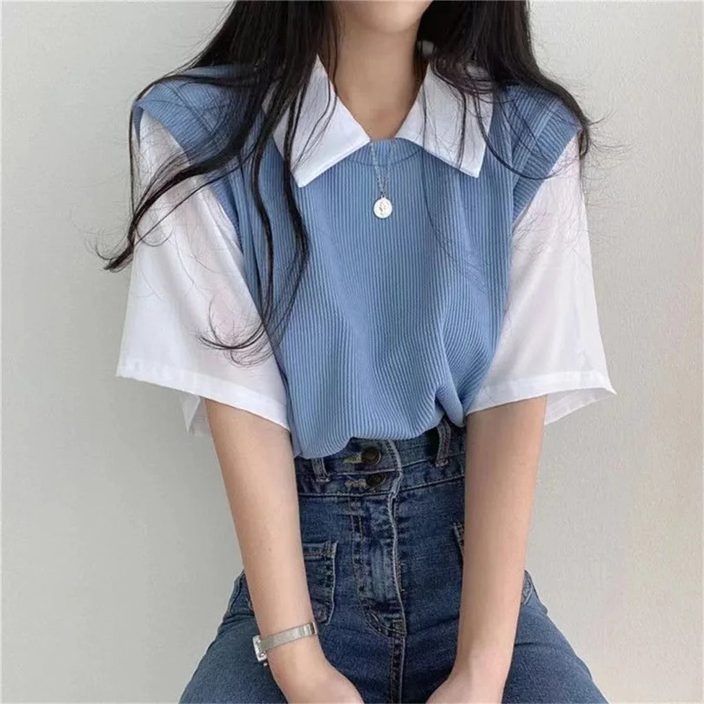 Korean Style Polo Blouse
