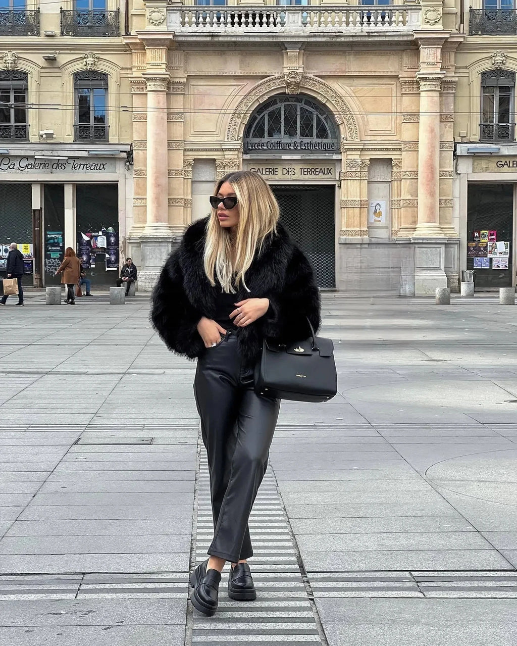 Black Faux Fur Coat