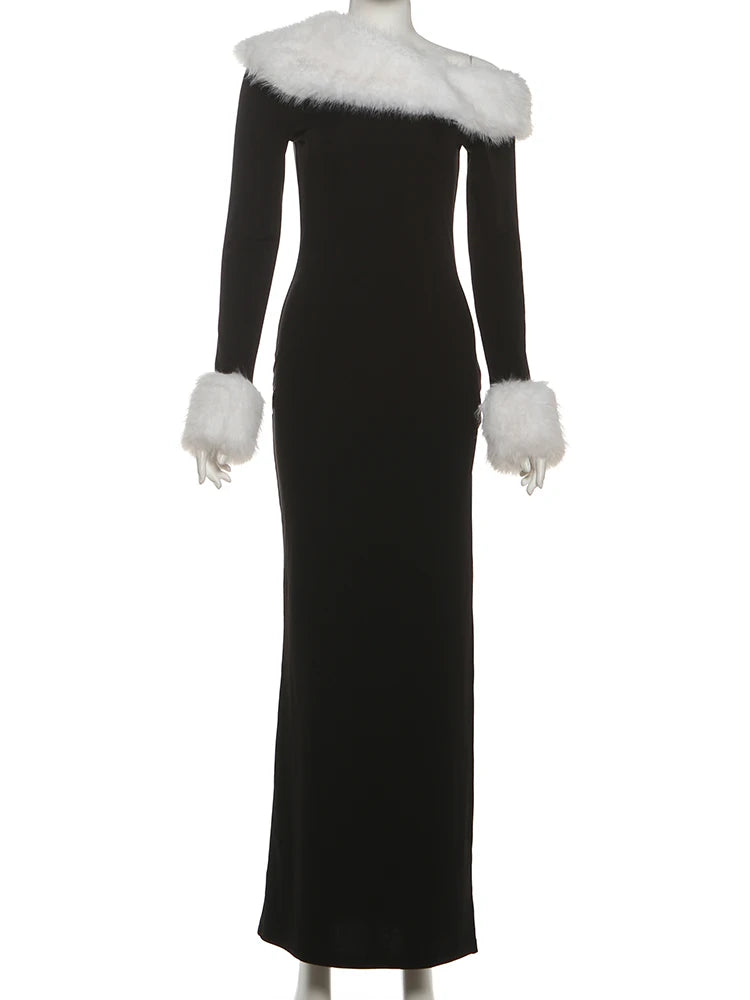 Furry Patchwork Maxi Dress