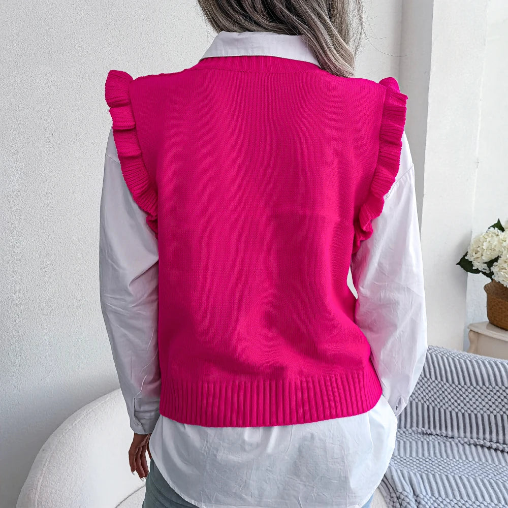 Women’s Ruffle Knit Sweater Vest