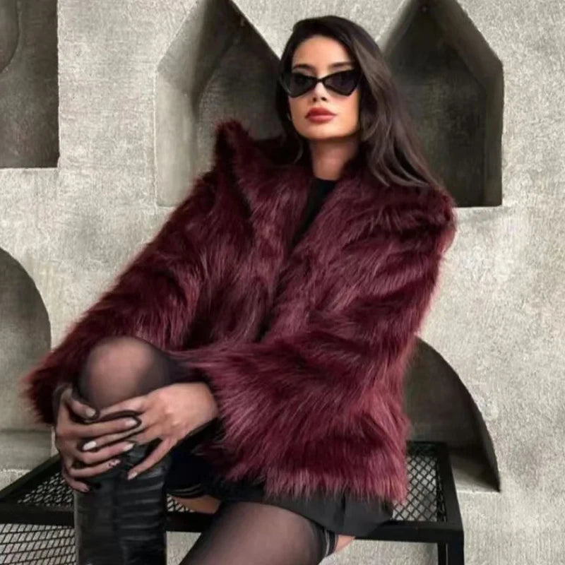 Burgundy Fur Bomber