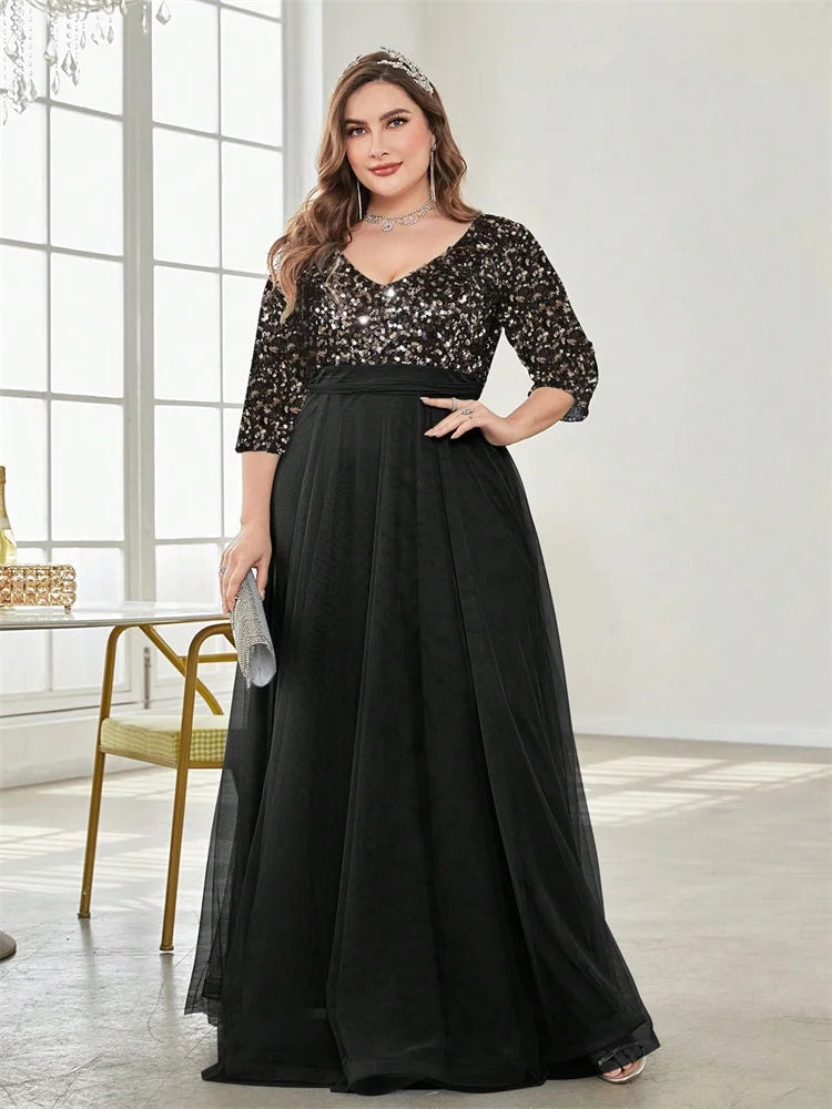 Plus Size Sequin Evening Gown