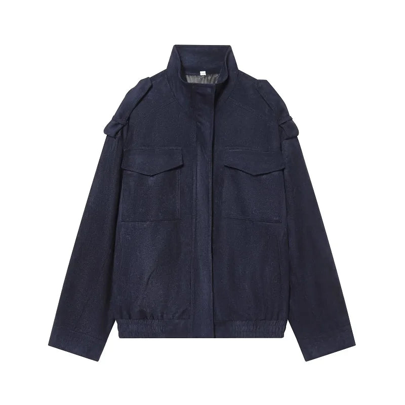 Faux Suede Bomber Jacket