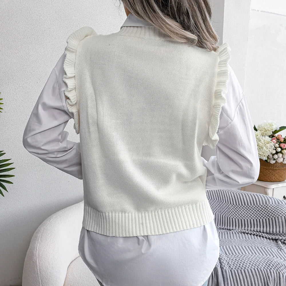 Women’s Ruffle Knit Sweater Vest