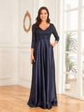 Sequin Satin Evening Gown