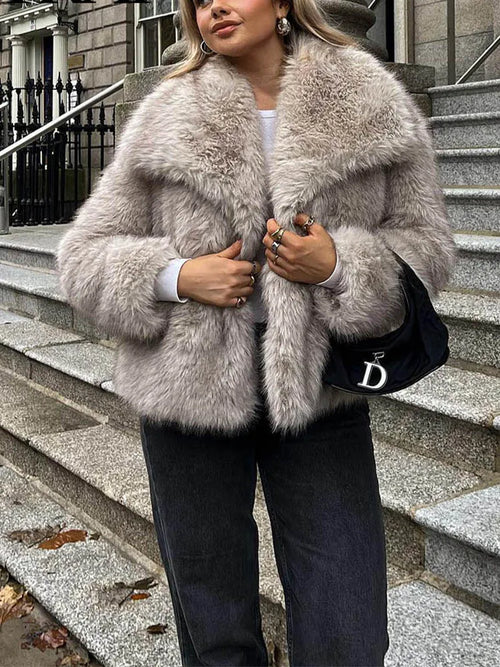 Cropped Faux Fur Jacket