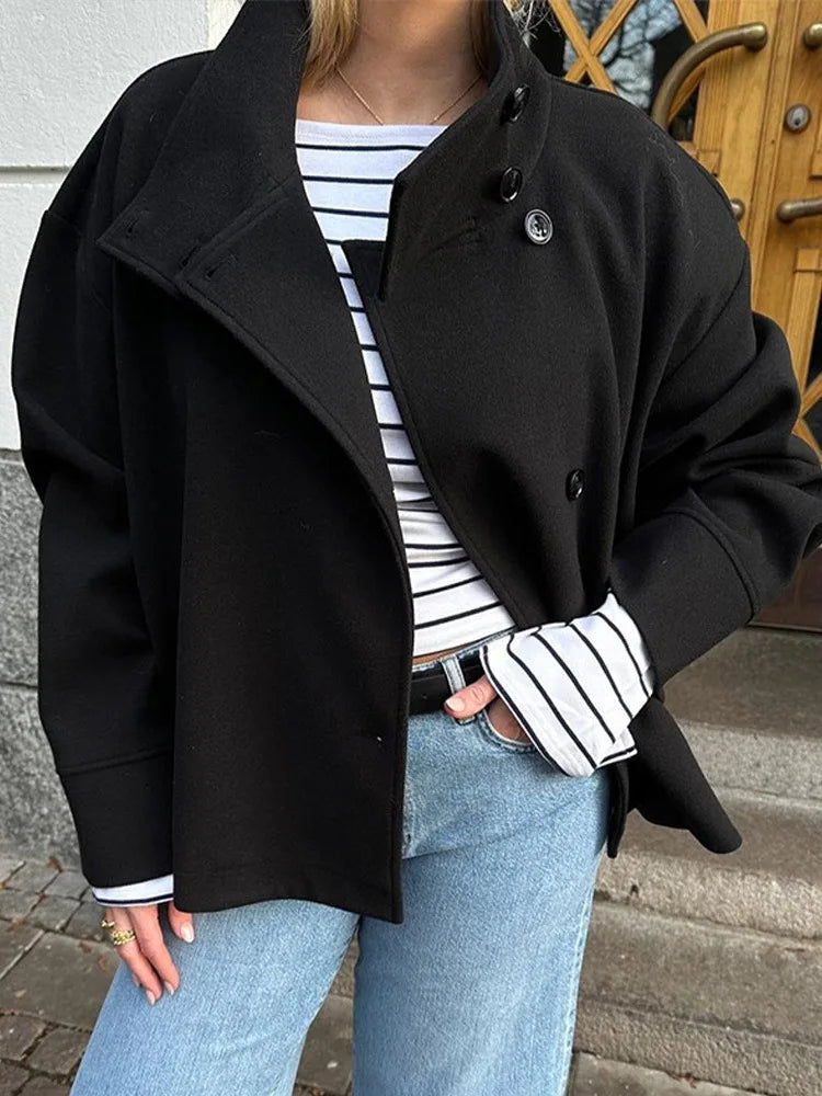 Stand Collar Wool Coat