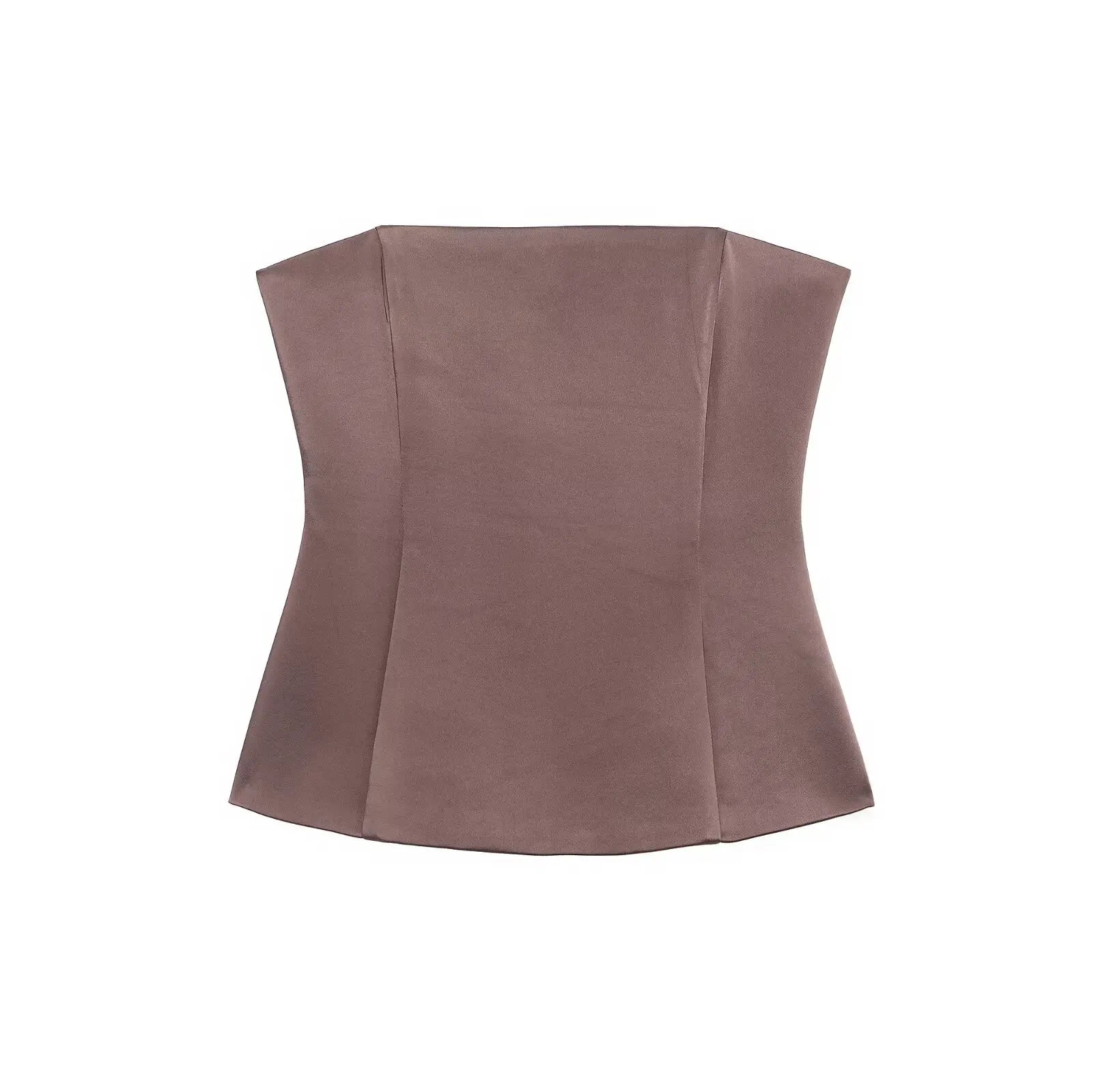Brown Satin Two-Piece Set