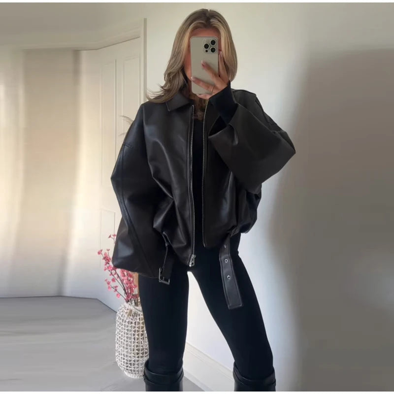Vintage PU Leather Bomber