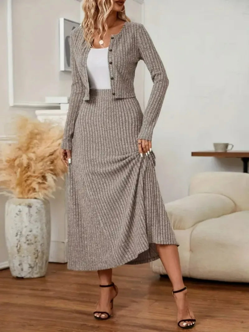 Wool Knit Skirt Set