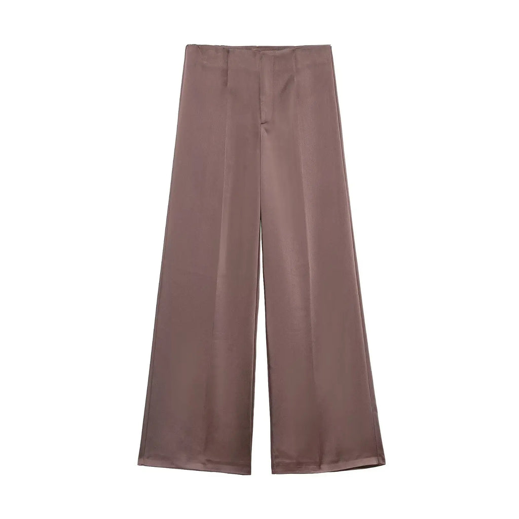 Brown Satin Two-Piece Set