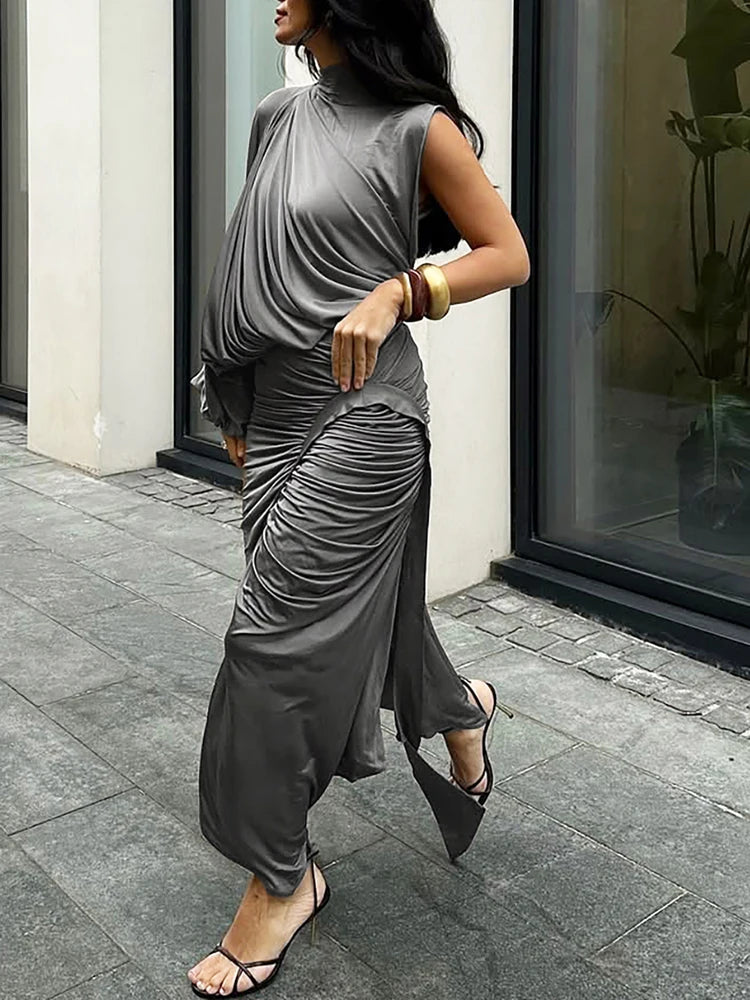 Irregular Pleated Skirt Set