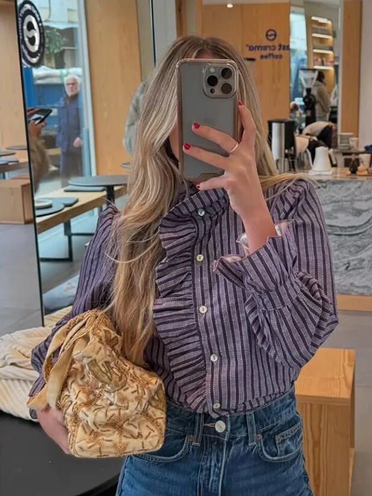 Plaid Ruffle Blouse