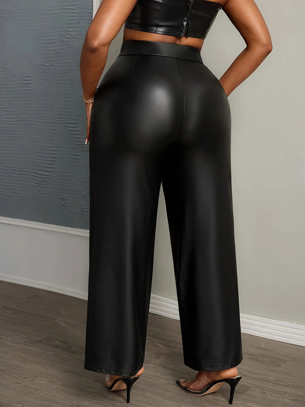 High Waist PU Leather Trousers