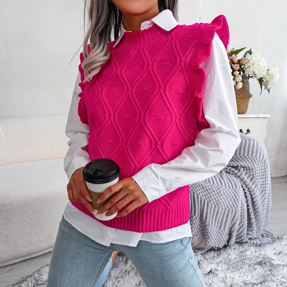 Women’s Ruffle Knit Sweater Vest