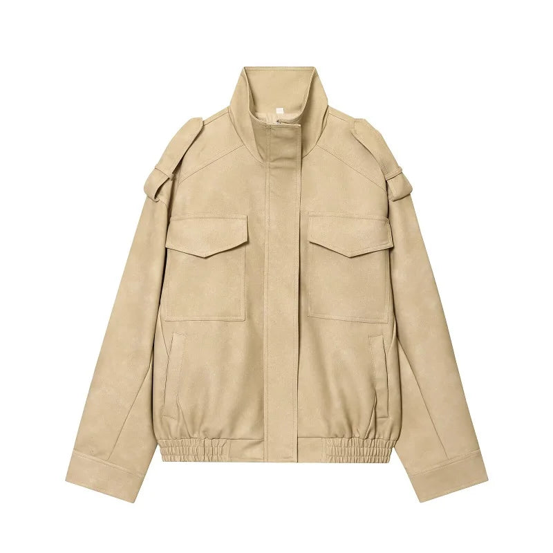 Faux Suede Bomber Jacket