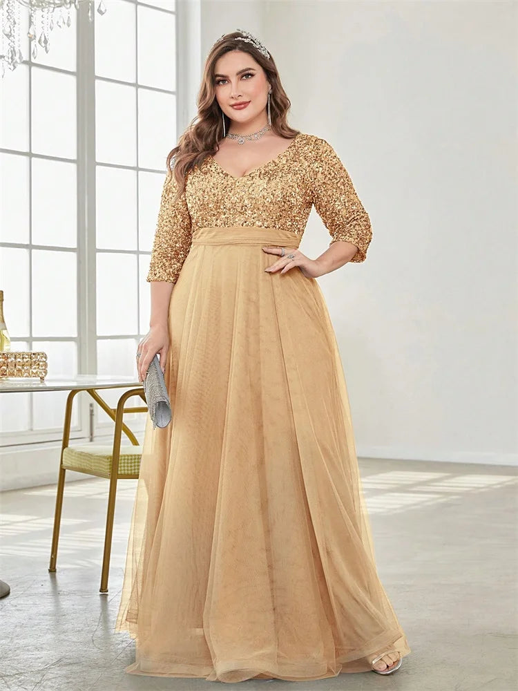 Plus Size Sequin Evening Gown