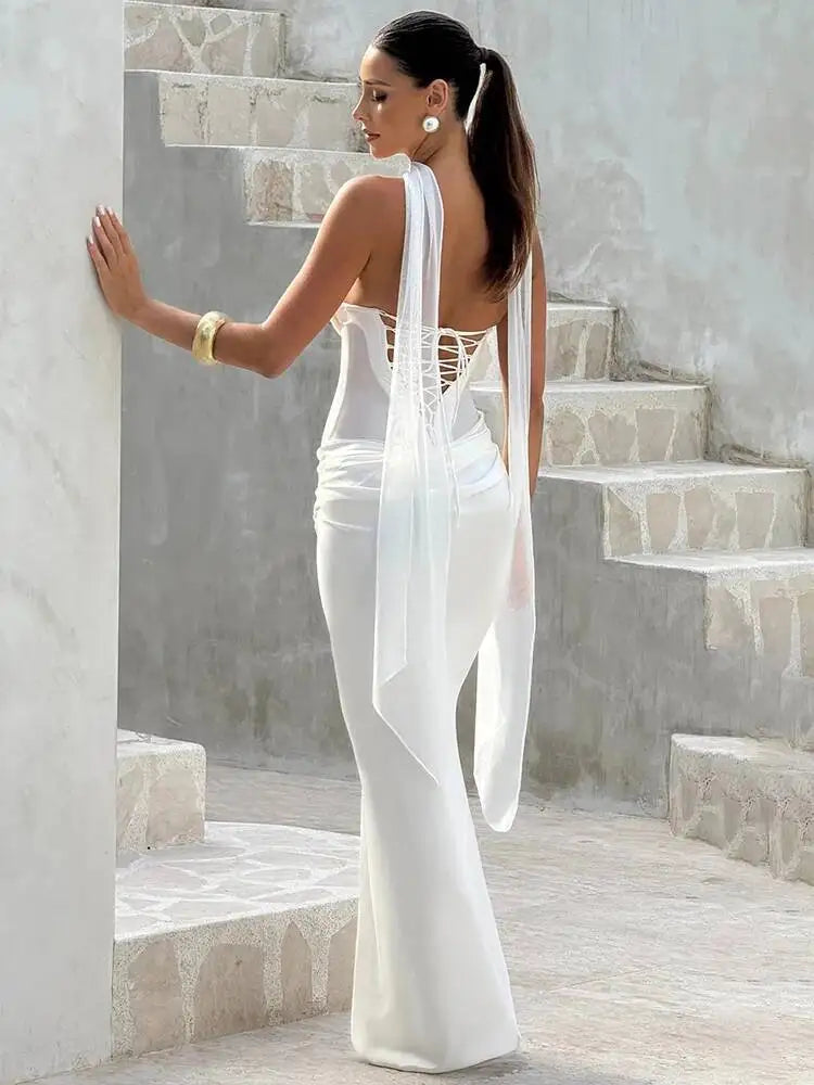 Off-Shoulder Backless Maxi Dress