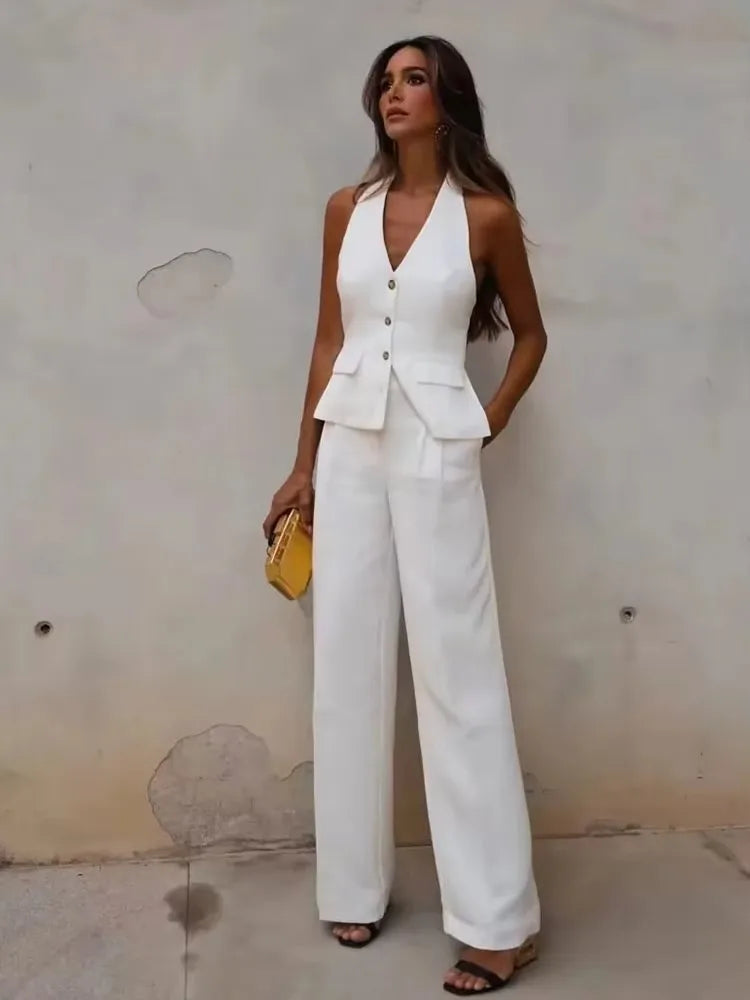 Sleeveless Blazer Pants Set