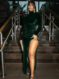 Velvet Ruched Midi Dress