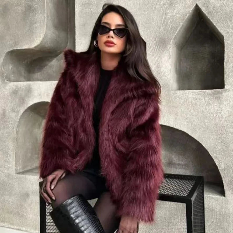 Burgundy Fur Bomber