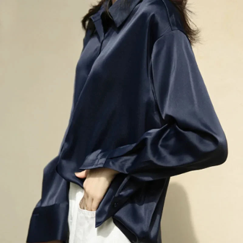 Satin Button-Up Blouse