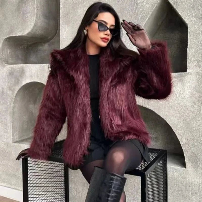 Burgundy Fur Bomber