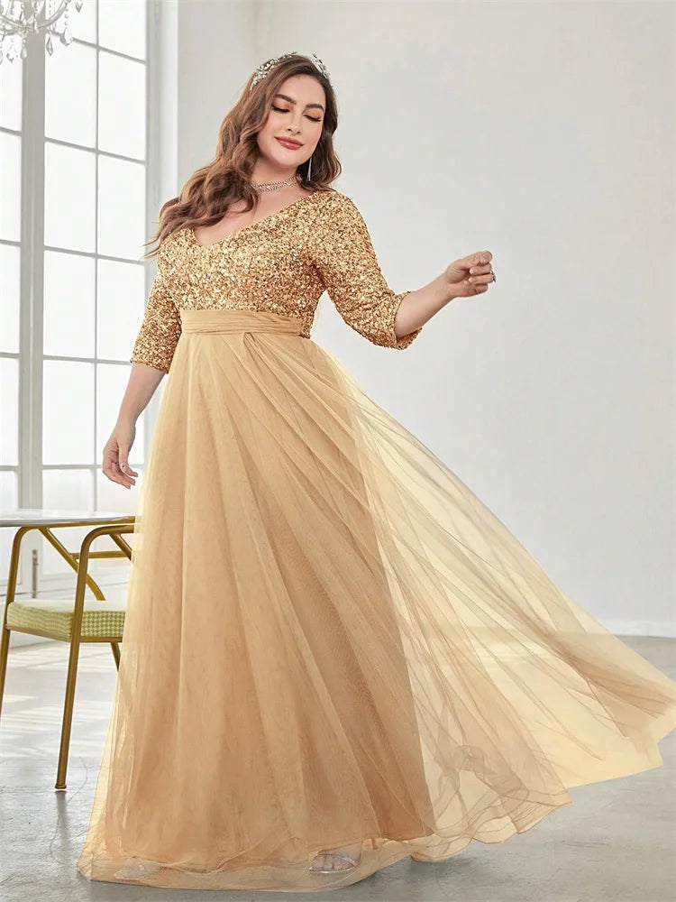 Plus Size Sequin Evening Gown