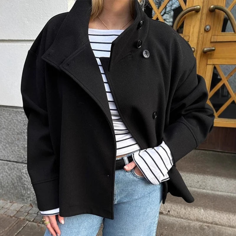 Stand Collar Wool Coat