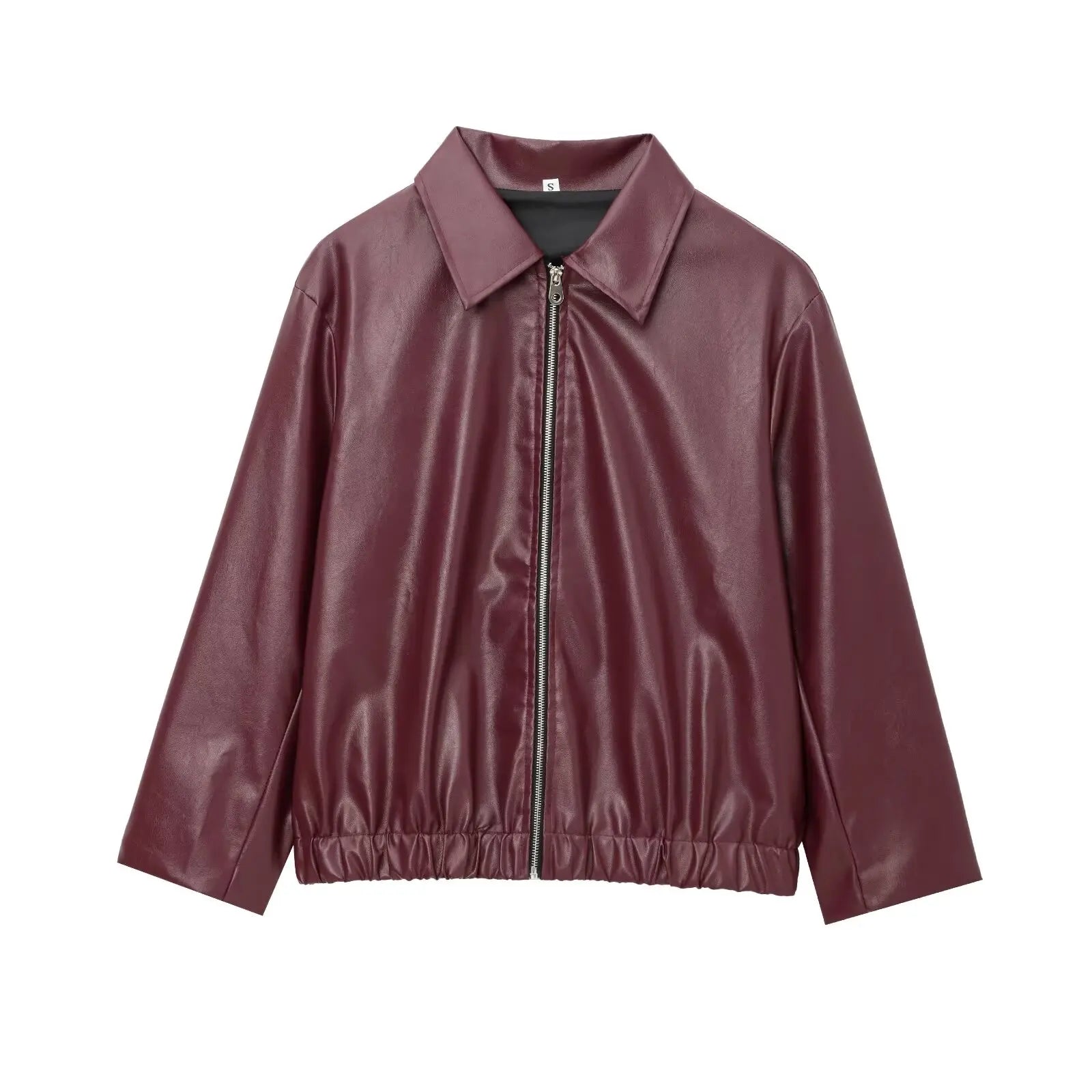 Wine Red Faux Leather Jacket