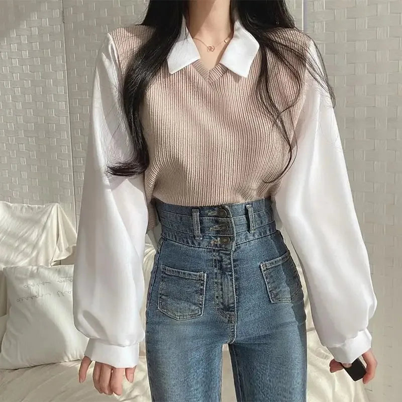 Korean Style Polo Blouse