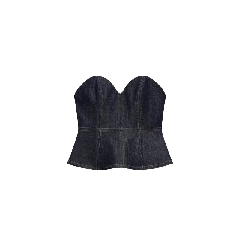 Deep V Denim Suit